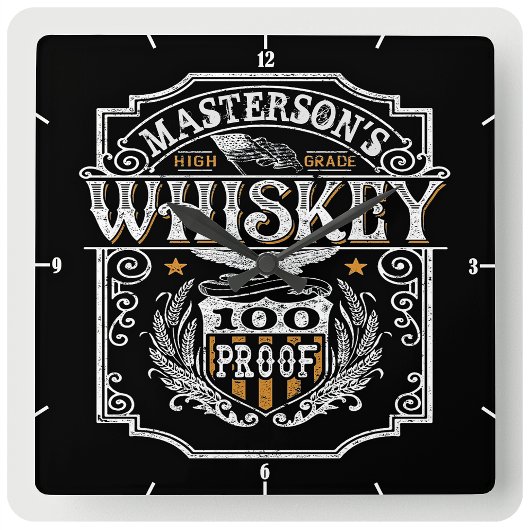 Persoonlijke NAAM Old West Whiskey Brewery Bar Vierkante Klok