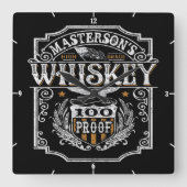 Persoonlijke NAAM Old West Whiskey Brewery Bar Vierkante Klok (Voorkant)