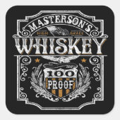 Persoonlijke NAAM Old West Whiskey Brewery Bar Vierkante Sticker (Voorkant)