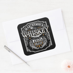 Persoonlijke NAAM Old West Whiskey Brewery Bar Vierkante Sticker