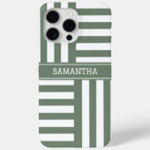 Persoonlijke naam olijfgroen witte strepen chic Case-Mate iPhone case (Achterkant)