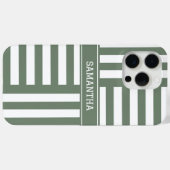 Persoonlijke naam olijfgroen witte strepen chic Case-Mate iPhone case (Achterkant (horizontaal))