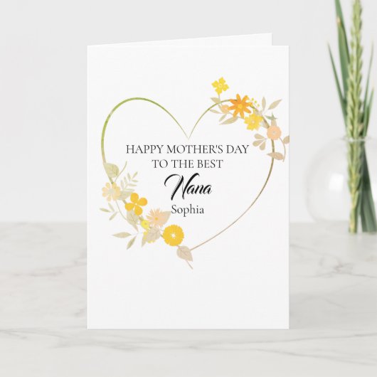 Persoonlijke naam oma Moederdag bloemhart Kaart (Voorkant)