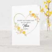 Persoonlijke naam oma Moederdag bloemhart Kaart (Gele Bloem)