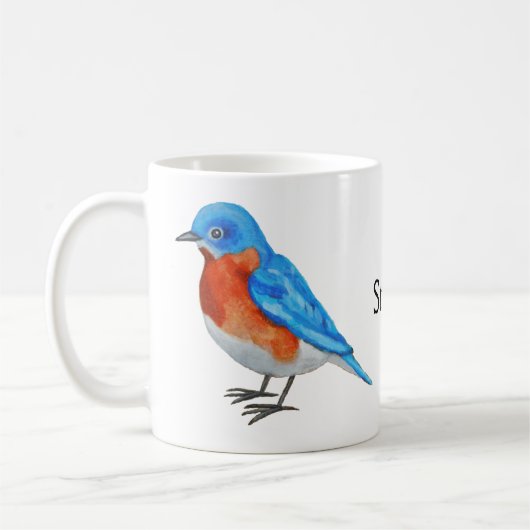 Persoonlijke naam oostelijke Bluebird Bird Watcher Koffiemok (Links)