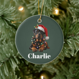 Persoonlijke naam op maat Rottweiler hond kerst  Keramisch Ornament