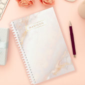 Persoonlijke naam op maat roze marmer planner