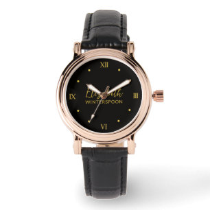 Persoonlijke naam op raven zwart horloge