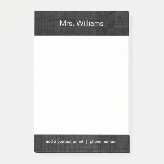 Persoonlijke naam op zwarte hout post-it® notes (Voorkant)