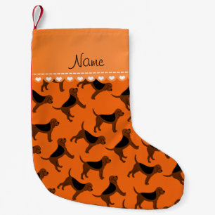 Persoonlijke naam oranje bloedhonden kleine kerstsok