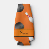 Persoonlijke naam oranje bowlingballen flesjeskoeler (Voorkant)