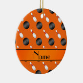 Persoonlijke naam oranje bowlingballen keramisch ornament (Rechts)