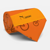 Persoonlijke naam oranje fietsen stropdas (Opgerold)