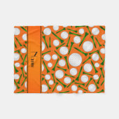 Persoonlijke naam oranje golfballen t-shirt fleece deken (Voorkant (Horizontaal))