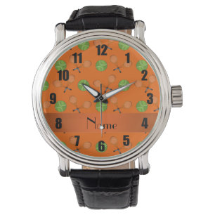 Persoonlijke naam oranje tennisballen horloge