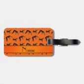 Persoonlijke naam oranje worstelsilhouettes bagagelabel (Achterkant horizontaal)