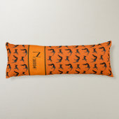 Persoonlijke naam oranje worstelsilhouettes lichaamskussen (Achterkant)