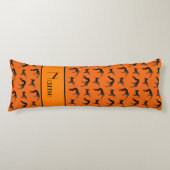 Persoonlijke naam oranje worstelsilhouettes lichaamskussen (Voorkant)