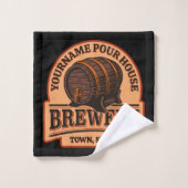 Persoonlijke naam Oude eik Barrel Beer Keg Brewery Bad Handdoek (Wasdoekje)