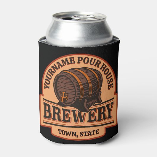 Persoonlijke naam Oude eik Barrel Beer Keg Brewery Blikjeskoeler (Blikje Voorkant)