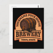 Persoonlijke naam Oude eik Barrel Beer Keg Brewery Briefkaart (Voorkant / Achterkant)