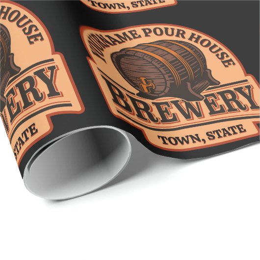 Persoonlijke naam Oude eik Barrel Beer Keg Brewery Cadeaupapier (Rol Hoek)