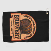 Persoonlijke naam Oude eik Barrel Beer Keg Brewery Golfhanddoek (Horizontaal)