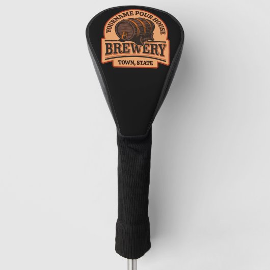 Persoonlijke naam Oude eik Barrel Beer Keg Brewery Golfheadcover (Voorkant)