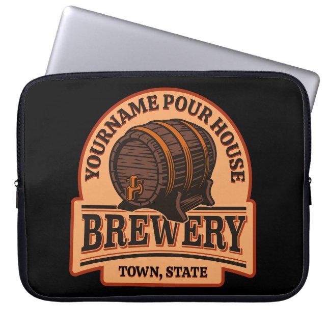 Persoonlijke naam Oude eik Barrel Beer Keg Brewery Laptop Sleeve (Voorkant)