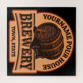 Persoonlijke naam Oude eik Barrel Beer Keg Brewery Legpuzzel (Horizontaal)