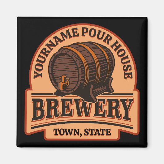 Persoonlijke naam Oude eik Barrel Beer Keg Brewery Magneet (Voorkant)