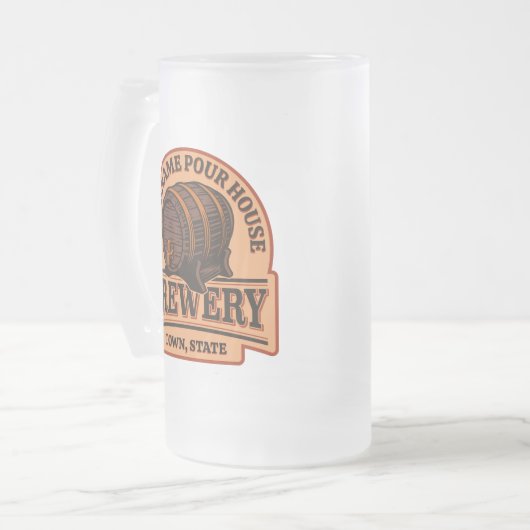 Persoonlijke naam Oude eik Barrel Beer Keg Brewery Matglas Bierpul (Voorkant links)