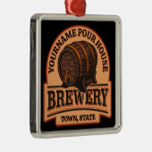 Persoonlijke naam Oude eik Barrel Beer Keg Brewery Metalen Ornament (Rechts)