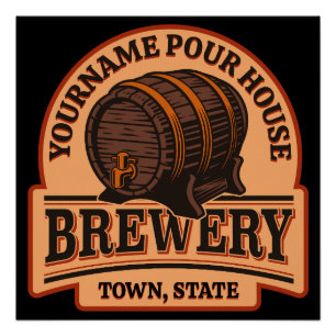 Persoonlijke naam Oude eik Barrel Beer Keg Brewery Perfect Poster