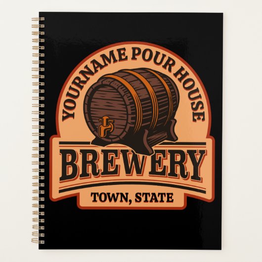 Persoonlijke naam Oude eik Barrel Beer Keg Brewery Planner (Voorkant)