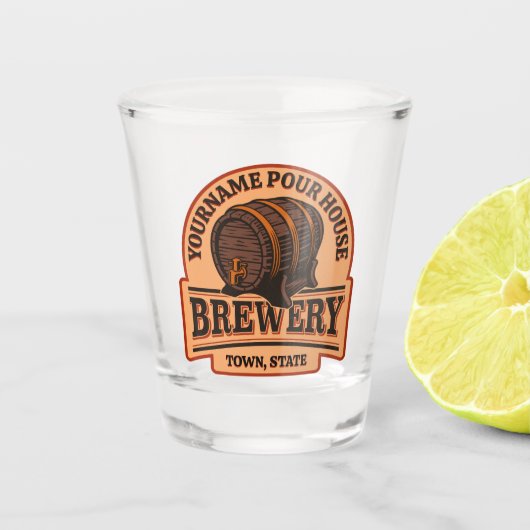 Persoonlijke naam Oude eik Barrel Beer Keg Brewery Shot Glas (Voorkant)