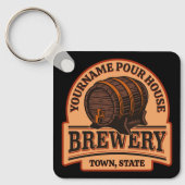 Persoonlijke naam Oude eik Barrel Beer Keg Brewery Sleutelhanger (Voorkant)