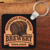 Persoonlijke naam Oude eik Barrel Beer Keg Brewery Sleutelhanger (Achterkant)