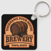 Persoonlijke naam Oude eik Barrel Beer Keg Brewery Sleutelhanger (Achterkant)