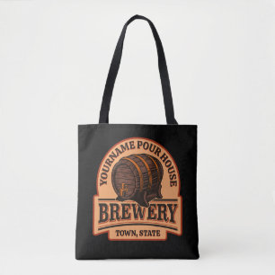 Persoonlijke naam Oude eik Barrel Beer Keg Brewery Tote Bag
