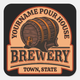 Persoonlijke naam Oude eik Barrel Beer Keg Brewery Vierkante Sticker