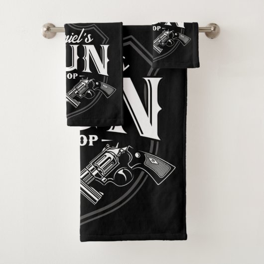 Persoonlijke NAAM Oude Pistool Revolvers Winkelvuu Bad Handdoek (Insitu)