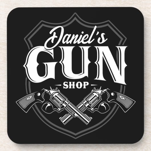 Persoonlijke NAAM Oude Pistool Revolvers Winkelvuu Bier Onderzetter (Voorkant)