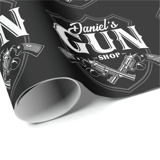 Persoonlijke NAAM Oude Pistool Revolvers Winkelvuu Cadeaupapier (Rol Hoek)