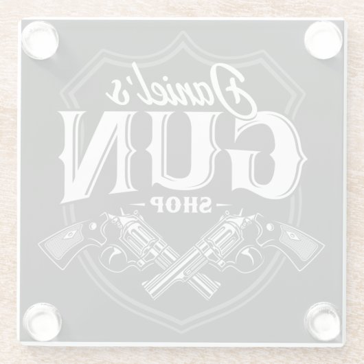 Persoonlijke NAAM Oude Pistool Revolvers Winkelvuu Glazen Onderzetter (Achterkant)