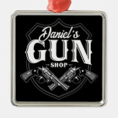 Persoonlijke NAAM Oude Pistool Revolvers Winkelvuu Metalen Ornament (Voorkant)