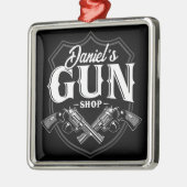 Persoonlijke NAAM Oude Pistool Revolvers Winkelvuu Metalen Ornament (Links)