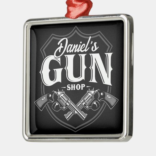 Persoonlijke NAAM Oude Pistool Revolvers Winkelvuu Metalen Ornament (Links)