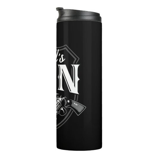 Persoonlijke NAAM Oude Pistool Revolvers Winkelvuu Thermosbeker (Geroteerd rechts)