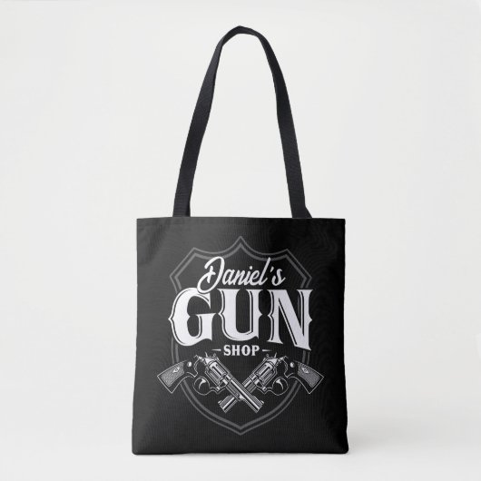 Persoonlijke NAAM Oude Pistool Revolvers Winkelvuu Tote Bag (Voorkant)